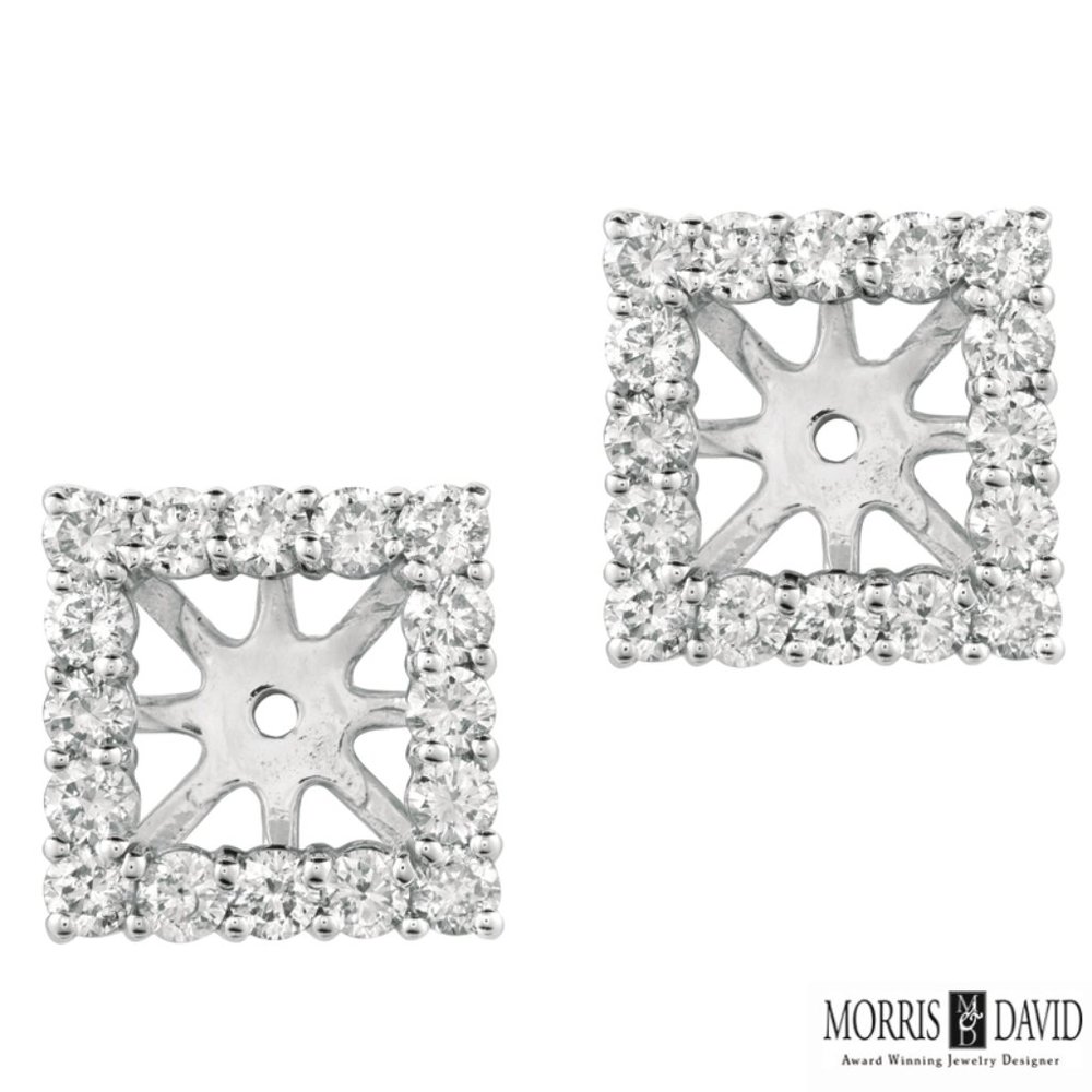 1.85 Ct Natural Diamond Square Earring Jackets 7mm